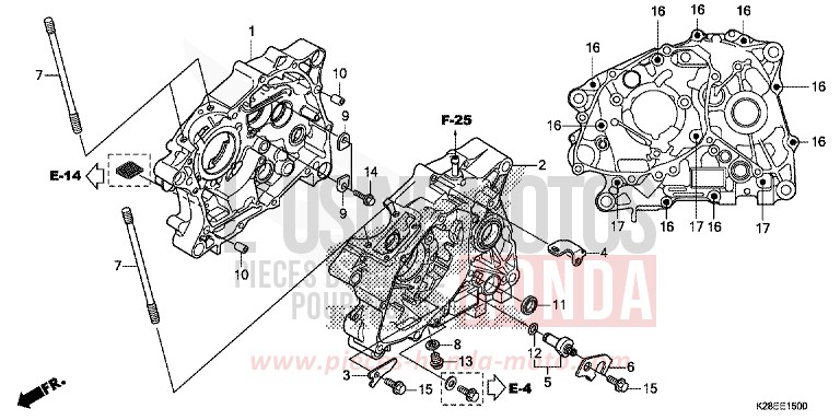 CARTER MOTEUR de CRF125F "Petites Roues" EXTREME RED (R292) 2024